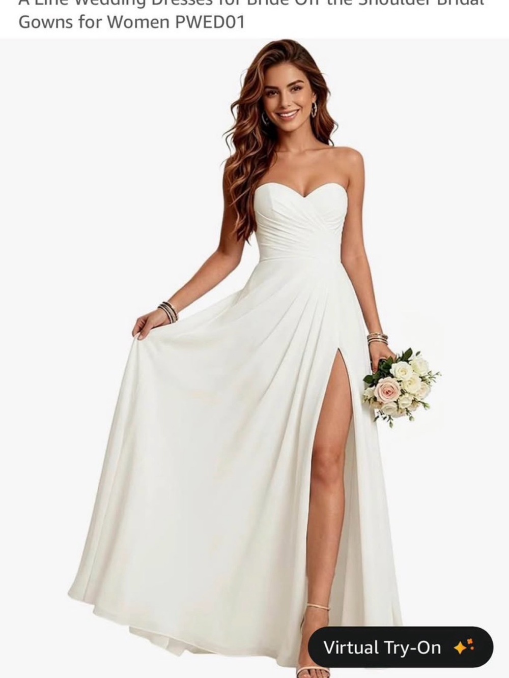 Strapless Sweetheart A-Line Wedding Dress in White